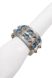 Givenchy Aquamarine Blue Crystal Silver Spike Bracelet Cuff