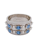 Givenchy Aquamarine Blue Crystal Silver Spike Bracelet Cuff