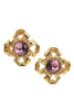 Givenchy Gold Bow Clover Earring with an Amethyst Crystal - BOUTIQUE PURCHASE PRICE
