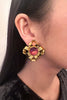 Givenchy Gold Bow Clover Earring with an Amethyst Crystal - BOUTIQUE PURCHASE PRICE