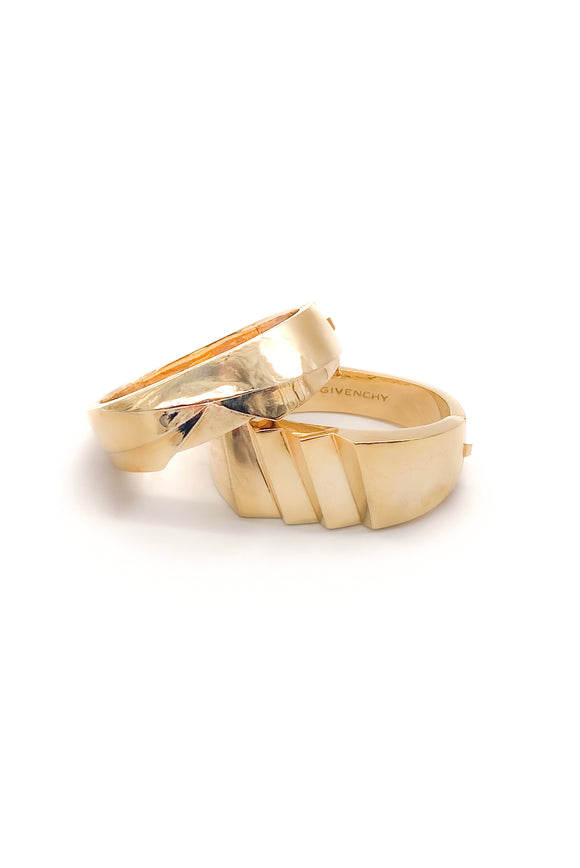 Givenchy Gold Modernist Sculptural Bracelet Set