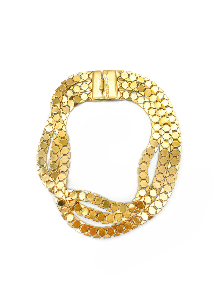 Givenchy Gold Triple Hexagon Tank Chain Choker Necklace