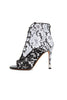 Givenchy Black and White Lace Peep-Toe Heeled Boot Shoes Size 11