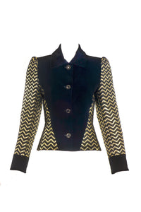 Givenchy Nouvelle Gold Zig Zag Velvet "Ziggy Stardust" Jacket