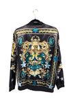 Givenchy Gold Blue Black Satin Baroque Star Print Bomber Jacket