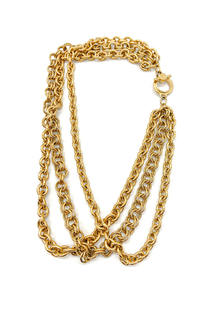 Givenchy Gold Triple Multi Chain Type Necklace
