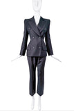 Givenchy by Alexander McQueen Black Gold Lurex Striped Power Shoulder Suit Runway Fall 1997
