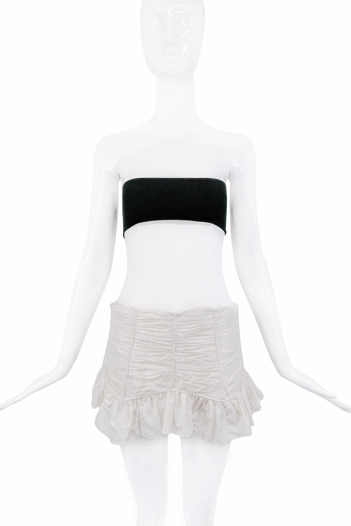 Givenchy White Ivory Ruched Ruffle Mini Skirt