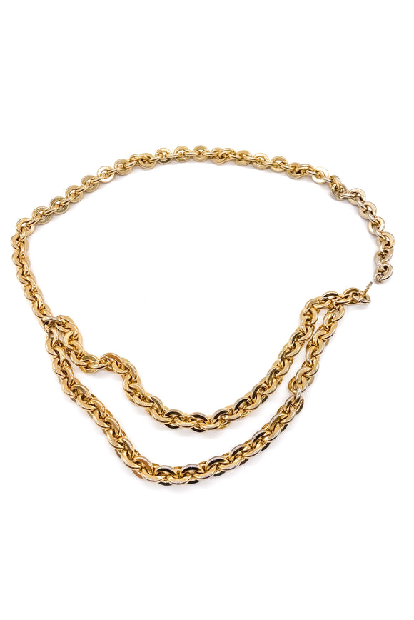 Vintage Gold Interlocked Rope Chain Chanel Style Double Chain Belt
