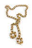 Vintage Gold Long Chain Link Necklace with Round Hoop Tie