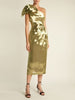 Maria Lucia Hohan Gold Silk One Shoulder Bow Asymmetric Gown Dress SOLD