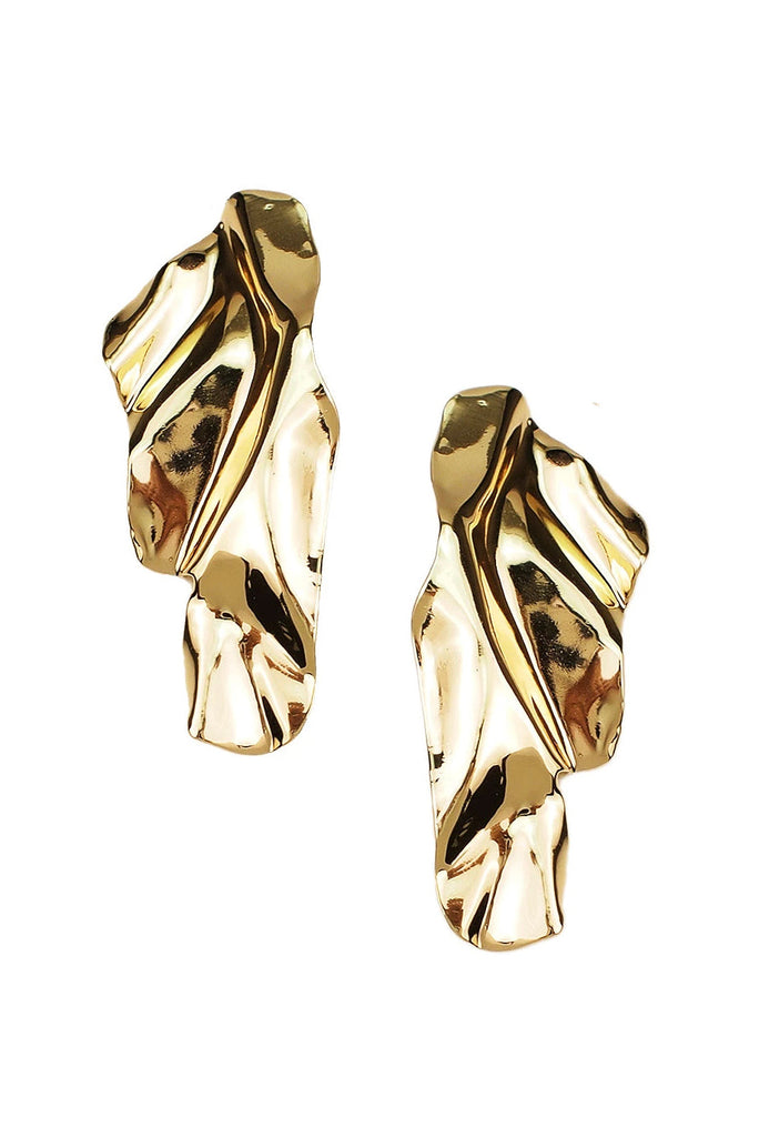 Vintage Gold Metal Sculptural Wavy Earrings