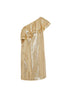 Rachel Zoe Gold Lamé One Shoulder Ruffle Mini Dress