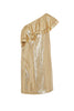Rachel Zoe Gold Lamé One Shoulder Ruffle Mini Dress