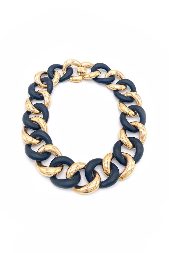 Replica Italy Gold Ebony Large Heavy Chain Couture Necklace Choker