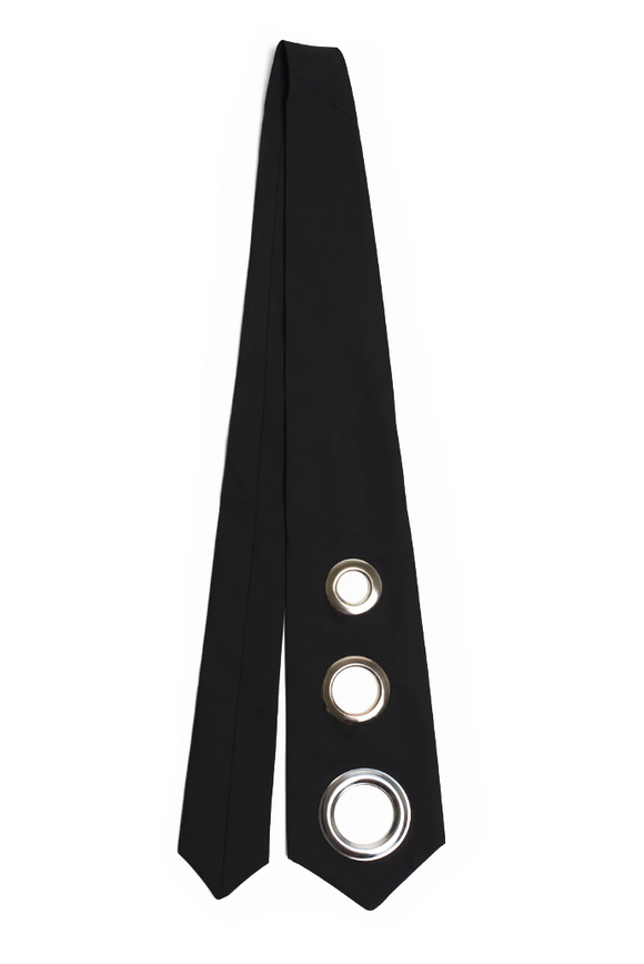 Vintage Black Oversized Grommet Cut Out Men's Tie