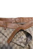Gucci Brown Canvas Iconic GG Gucci Logo Print Leather Waistband 90's Tom Ford Skirt