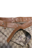 Gucci Brown Canvas Iconic GG Gucci Logo Print Leather Waistband 90's Tom Ford Skirt