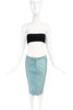 Gucci 90's by Tom Ford Low Waist Sea Foam Turquoise Pencil Skirt