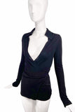 Gucci by Tom Ford Black Jersey Low Cut Wrap Top Fall 1996