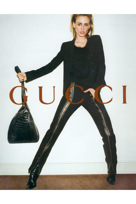 Gucci x Tom Ford Black Pants with Exaggerated Chrome Silver Zipper Details FW2001
