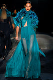 Gucci Emerald Green Halter Top with Fabric Flower and Bow Detail FW2011