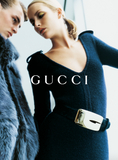 Gucci by Tom Ford Black Leather Oversized Gold "G" Logo Metal Buckle Belt Fall 1996