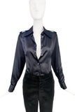 Gucci by Tom Ford Black Satin Silk Military Shirt Iconic 1996 Collection