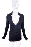 Gucci by Tom Ford Black Jersey Low Cut Wrap Top Fall 1996