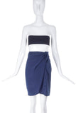 Gucci 1970's Vintage Navy Blue Silk Wrap and Tie Mini Skirt