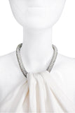 Gucci by Tom Ford Off White Halterneck Crystal Rope Gown Dress