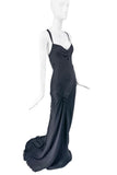 Gucci by Tom Ford Black Silk Slip Bias Cut Ruched Dress Gown 2003