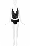 Gucci by Tom Ford Black Beaded Halter Neck Top Late 90's