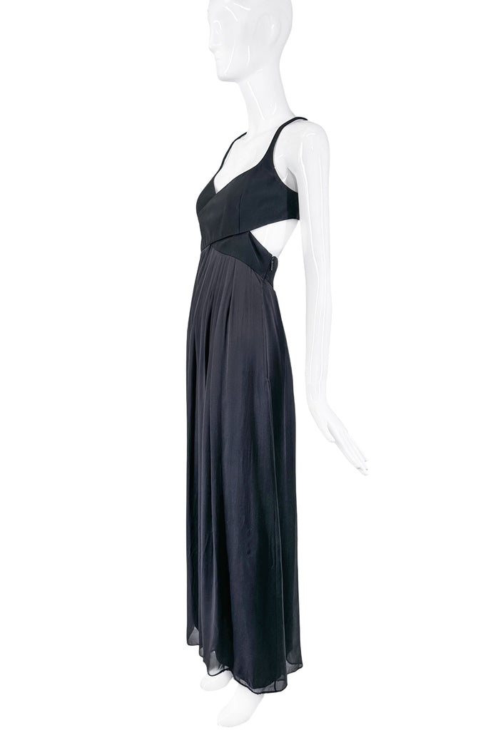 Gucci Black Silk Criss Cross Strappy Backless Gown