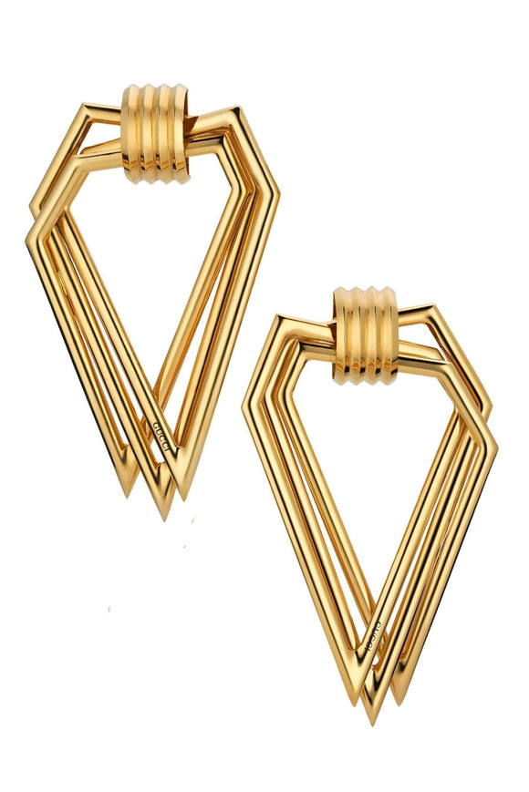 Gucci Gold Multi Dimensional Triangle Earrings - BOUTIQUE PURCHASE PRICE