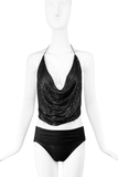 Gucci by Tom Ford Black Beaded Halter Neck Top Late 90's