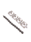 Eddie Borgo Gunmetal Pavé Bracelet and Silver Metal Crystal Cone Bracelet
