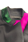 Haider Ackermann Black Satin Suit Blazer with Colorblock Details