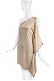 Robert Rodriguez Nude Silk One Shoulder Halston Style Dress