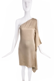 Robert Rodriguez Nude Silk One Shoulder Halston Style Dress
