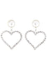Alessandra Rich Silver Oversized Heart Shaped Rhinestone Pearl Earrings