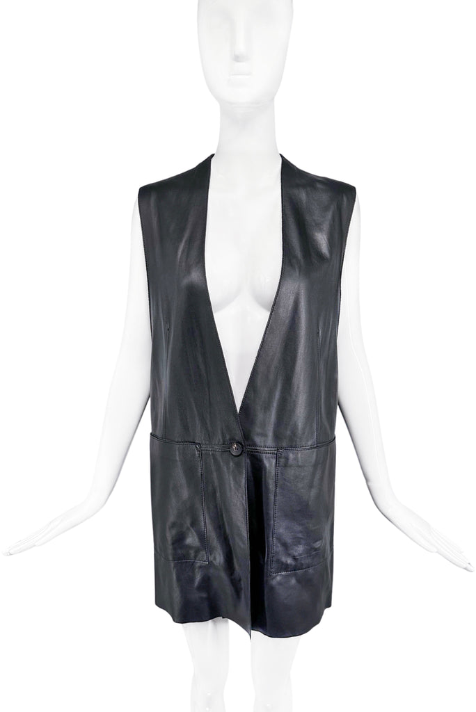 Helmut Lang Black Leather Oversize Vest