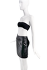 Helmut Lang Black Leather Mini Skirt with Strap Detail