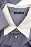 Helmut Lang Gray Nylon Silk Shirt with Contrasting White Collar