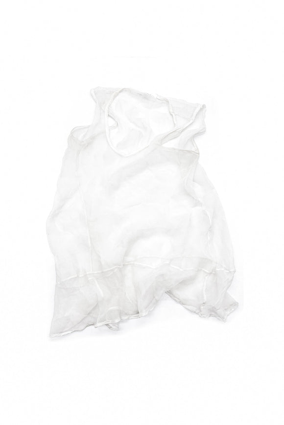 Helmut Lang White Sheer Chiffon Sleeveless Top SS1999