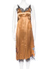 Helmut Lang Gold Copper Silk Lace Slip Dress