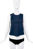 Helmut Lang Navy Blue Pink Sequin Trim Crop Tank Top