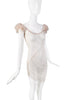 Helmut Lang Beige Sheer Ruffle Shoulder Asymmetric Dress