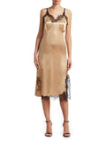 Helmut Lang Gold Copper Silk Lace Slip Dress