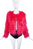 Vintage Hot Pink Salmon Faux Fur Shaggy Cropped Jacket